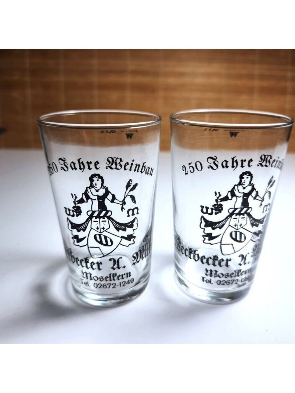 Moselkern Shot Glass Barware Black Etching Vintage Lot of 2 Germany